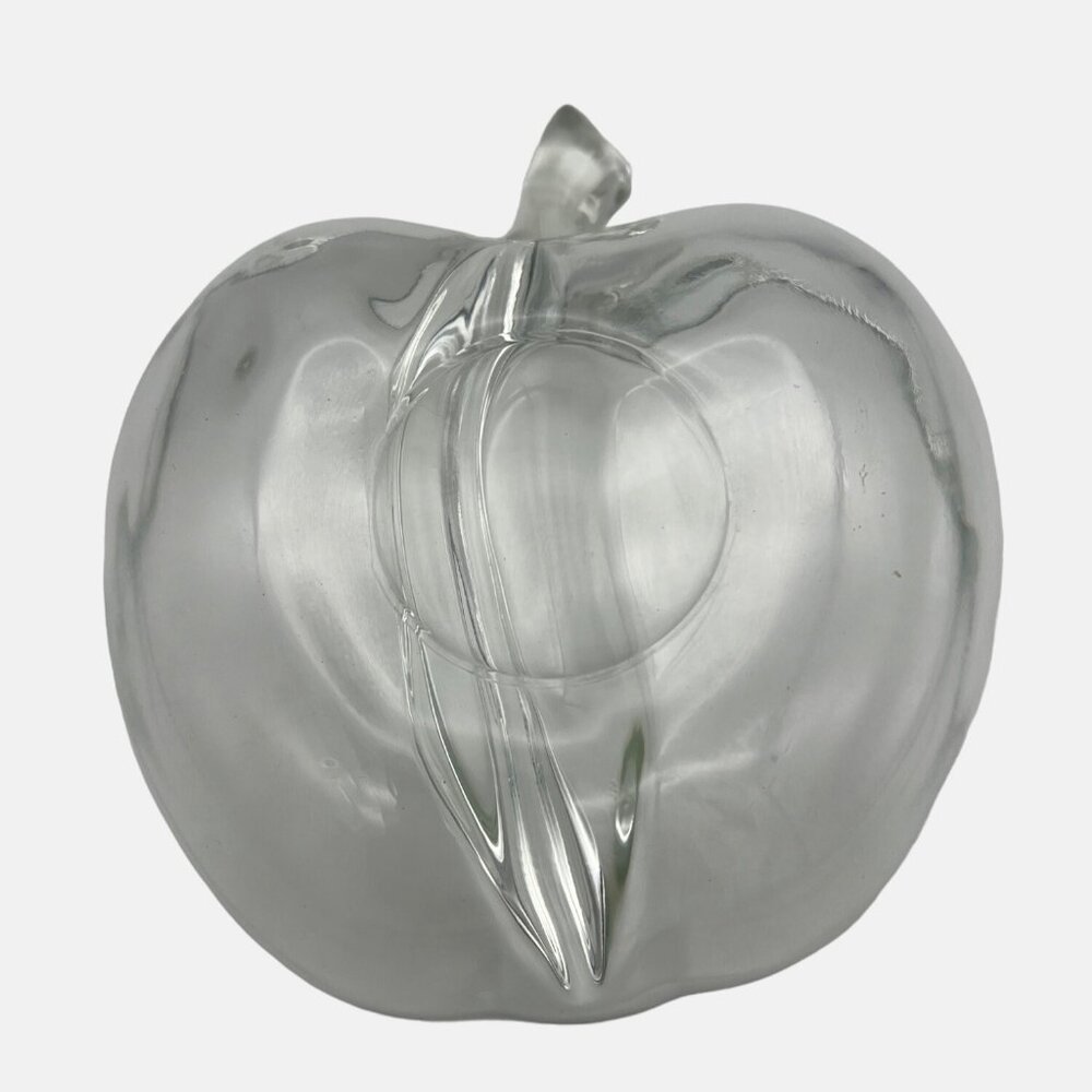 Apple Shaped Clear Glass Divided Snack Dish 6.5" x 6" Nuts Candy - Picture 4 of 5